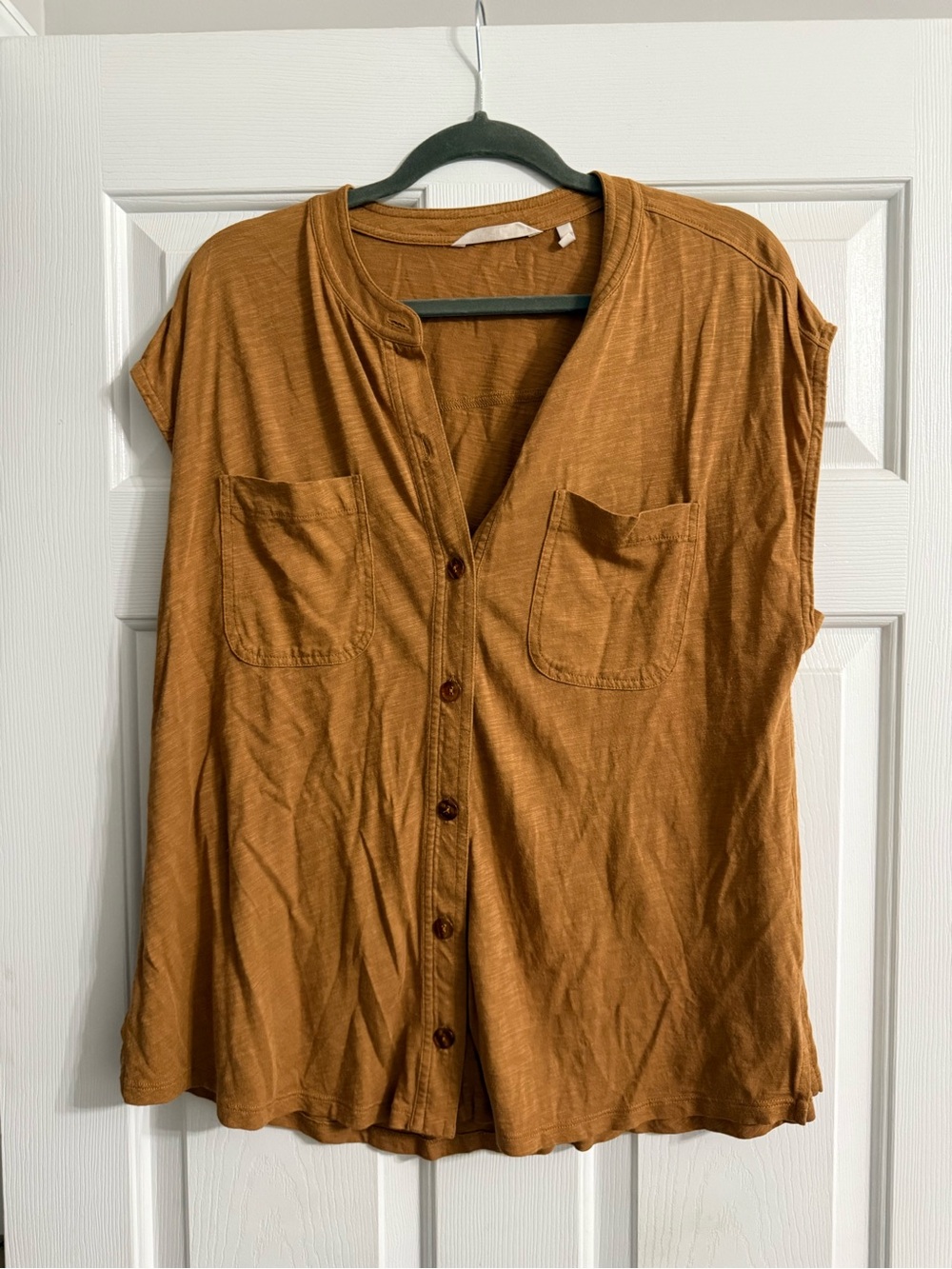Soft Surroundings Casual Button-Front Women's Top in Rust